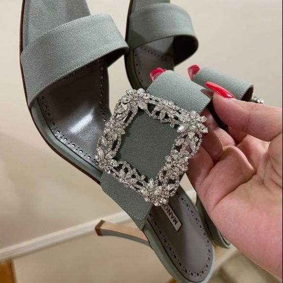Manolo Blahnik Crystal buckle slide sandals - Picture 6 of 7